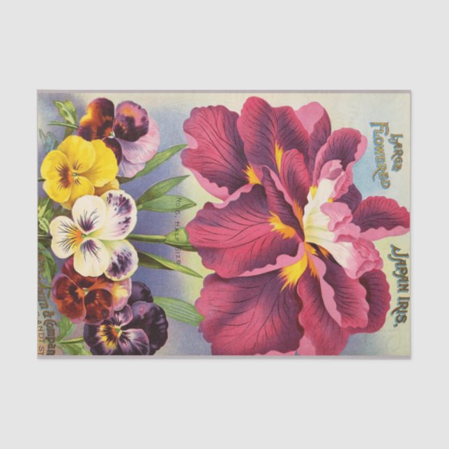 Japan Iris Floral Decoupage Tissue Paper (Front)