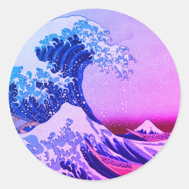 Japan - Japanese Art (Great Wave off Kanagawa) Classic Round Sticker (Front)