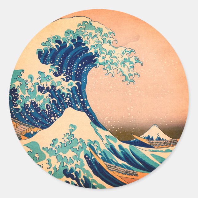 Japan - Japanese Art (Great Wave off Kanagawa) Classic Round Sticker (Front)