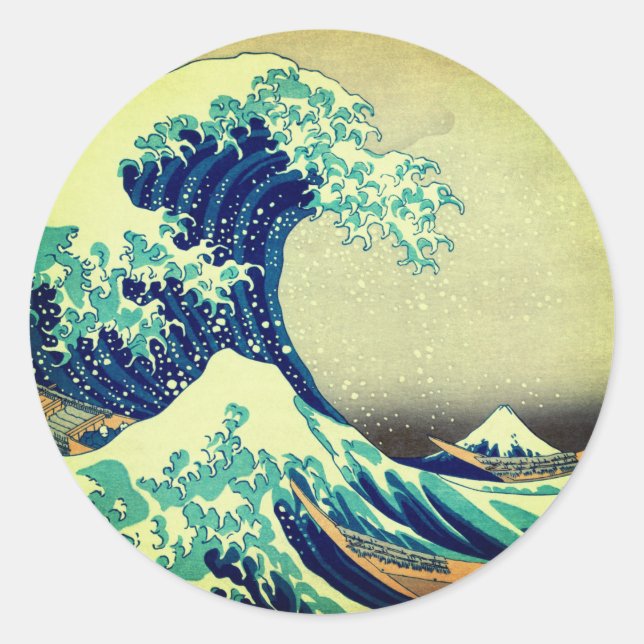 Japan - Japanese Art (Great Wave off Kanagawa) Classic Round Sticker (Front)