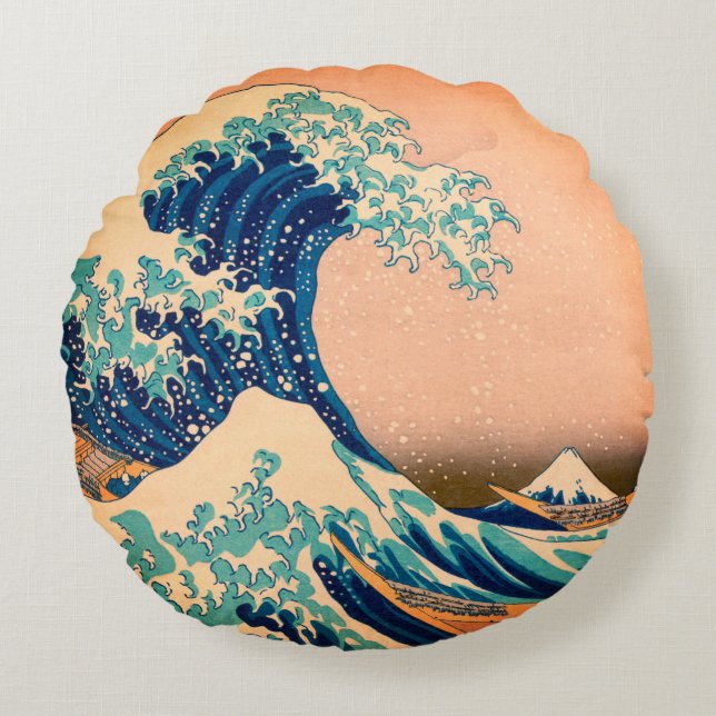 Japan - Japanese Art (Great Wave off Kanagawa) Round Cushion (Front)