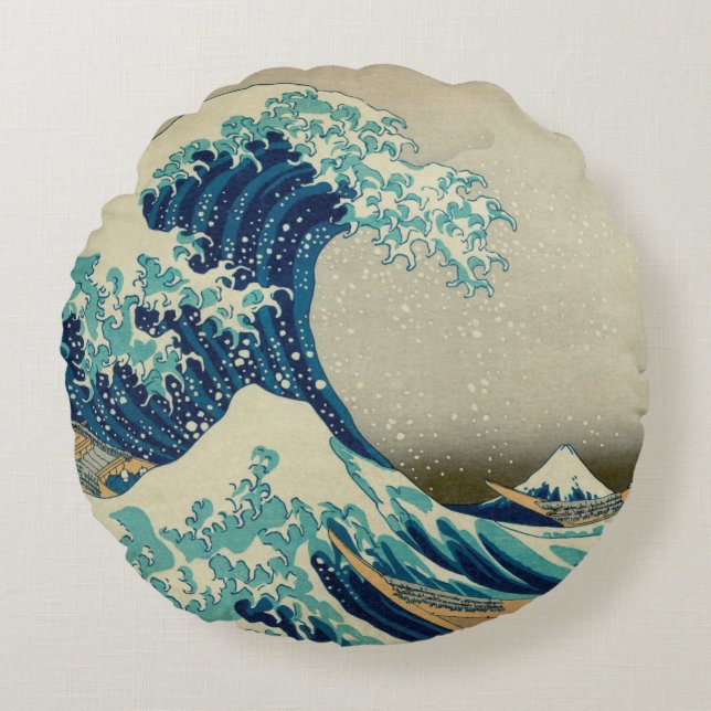 Japan - Japanese Art (Great Wave off Kanagawa) Round Cushion (Front)