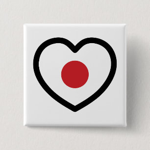 Japan   Japanese Flag Heart 15 Cm Square Badge
