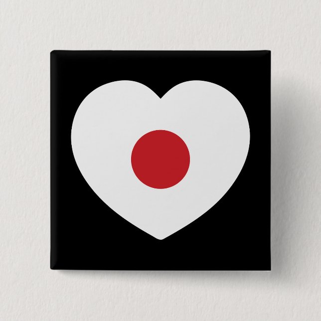 Japan | Japanese Flag Heart 15 Cm Square Badge (Front)