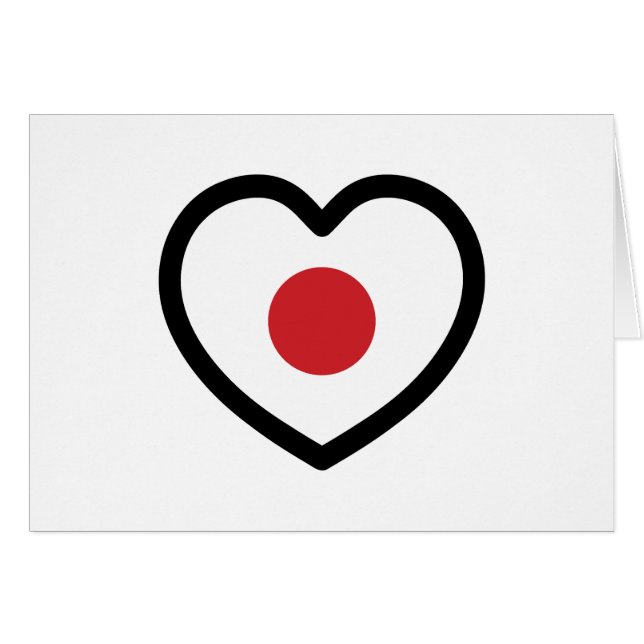 Japan | Japanese Flag Heart Cards (Front Horizontal)