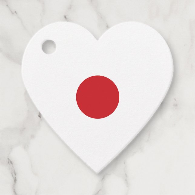 Japan | Japanese Flag Heart Favour Tags (Front)