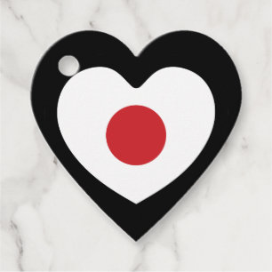 Japan Japanese Flag Heart Favour Tags