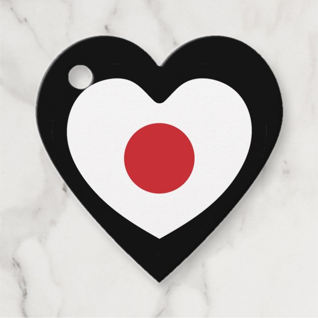 Japan | Japanese Flag Heart Favour Tags (Front)