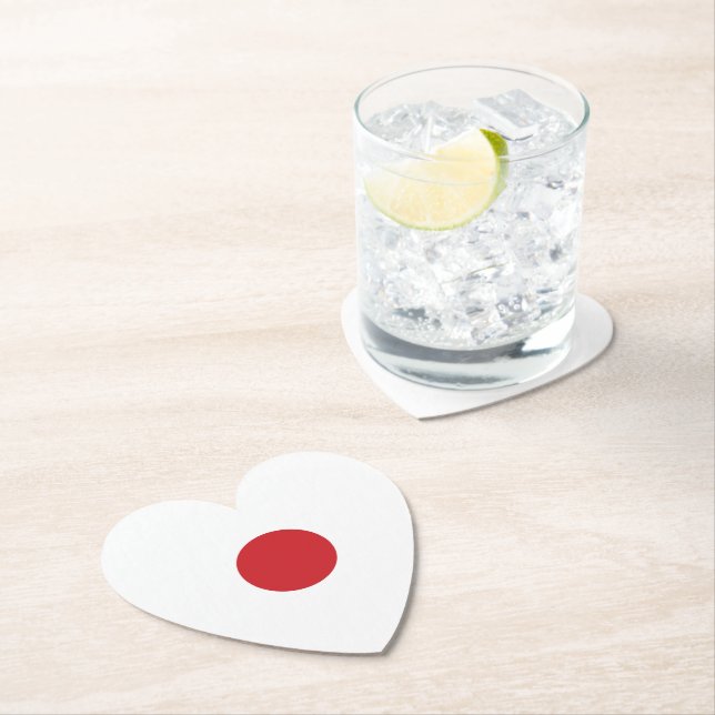 Japan | Japanese Flag Heart Paper Coaster (Insitu)