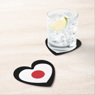 Japan   Japanese Flag Heart Paper Coaster