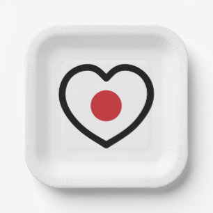Japan   Japanese Flag Heart Paper Plate