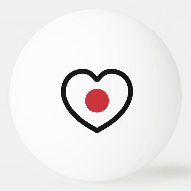 Japan | Japanese Flag Heart Ping Pong Ball (Front)