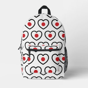 Japan Japanese Flag Heart Printed Backpack