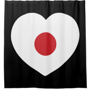 Japan   Japanese Flag Heart Shower Curtain