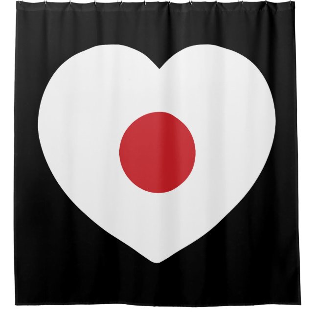 Japan | Japanese Flag Heart Shower Curtain (Front)