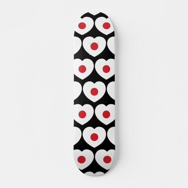 Japan | Japanese Flag Heart Skateboard (Front)