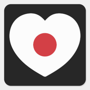 Japan   Japanese Flag Heart Square Sticker