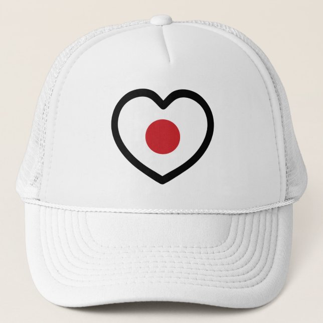 Japan | Japanese Flag Heart Trucker Hat (Front)