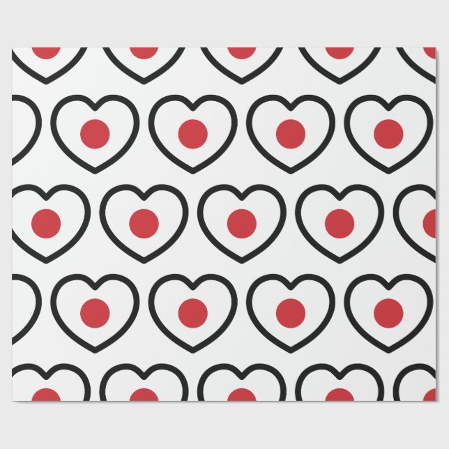 Japan | Japanese Flag Heart Wrapping Paper (Flat)