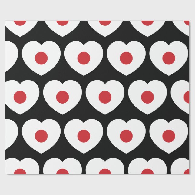 Japan | Japanese Flag Heart Wrapping Paper (Flat)