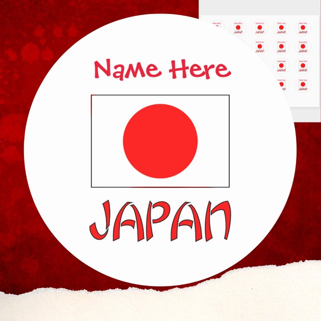 Japan Japanese Flag Red Personalisation  Classic Round Sticker (Creator Uploaded)