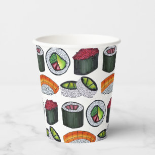 Japan Japanese Food Sushi Maki Rolls Restaurant Paper Cups