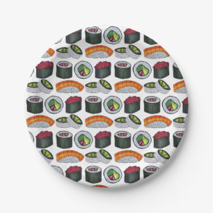 Japan Japanese Food Sushi Maki Rolls Restaurant Paper Plate