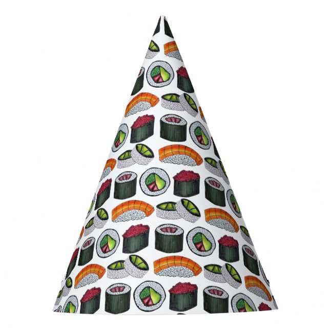 Japan Japanese Food Sushi Maki Rolls Restaurant Party Hat (Front)
