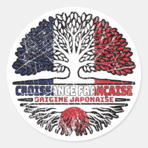 Japan Japanese French France Tree Roots Flag Classic Round Sticker