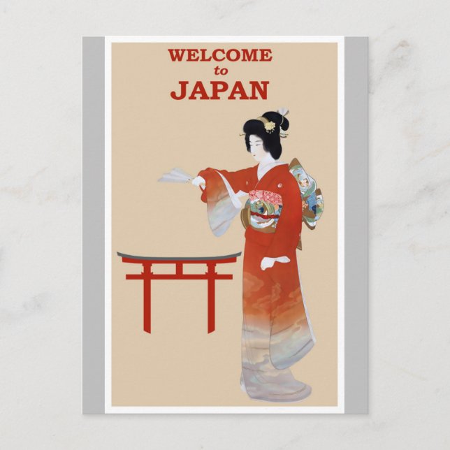 Japan Japanese Geisha Vintage Travel Poster Postcard (Front)