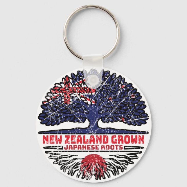 Japan Japanese New Zealander New Zealand Tree Root Key Ring (Front)