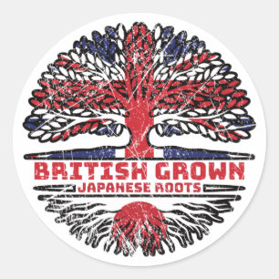 Japan Japanese Uk United Kingdom British Tree Classic Round Sticker