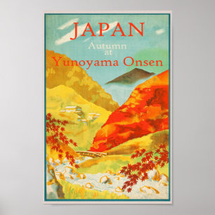 Japan Japanese Vintage Autumn Travel Poster