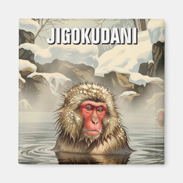Japan Jigokudani Monkey Park Snow Monkey Magnet (Front)