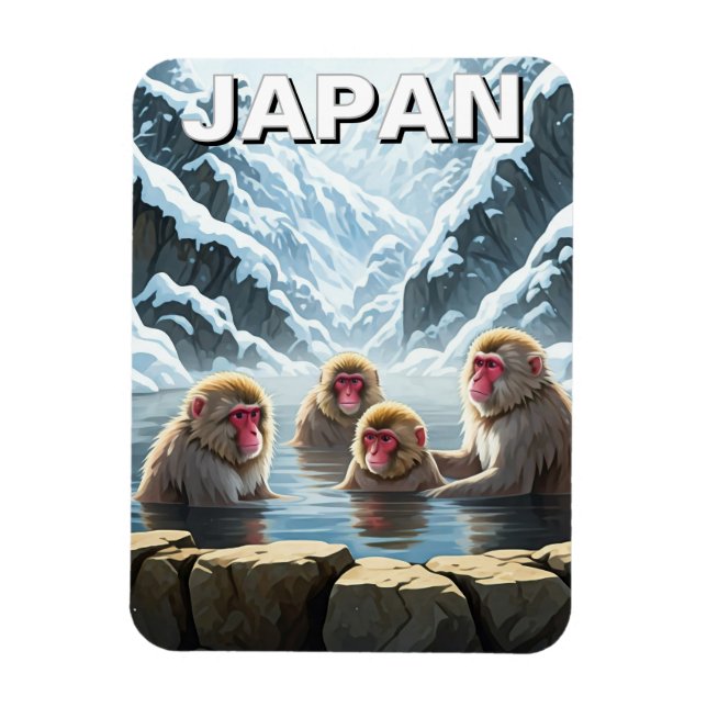 Japan Jigokudani Monkey Park Snow Monkeys Magnet (Vertical)