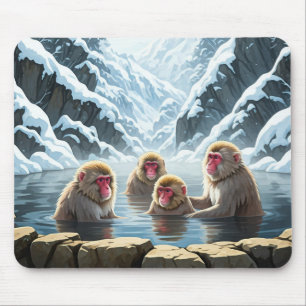 Japan Jigokudani Monkey Park Snow Monkeys Mouse Mat