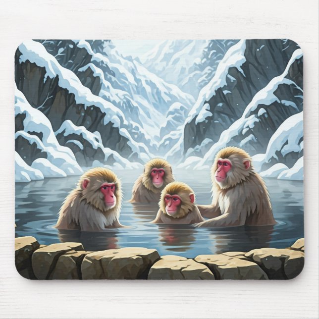 Japan Jigokudani Monkey Park Snow Monkeys Mouse Mat (Front)