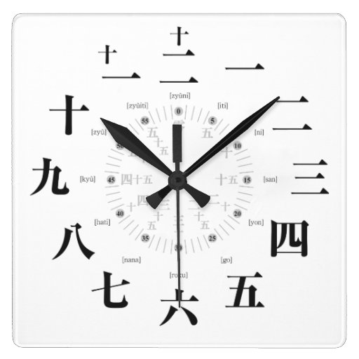 Image of Japan kanji style [white face] Square Wall Clock