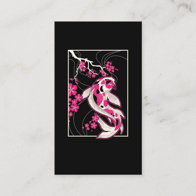Japan Koi Fish Cherry Blossom Japanese Nishikigoi Business Card (Front)