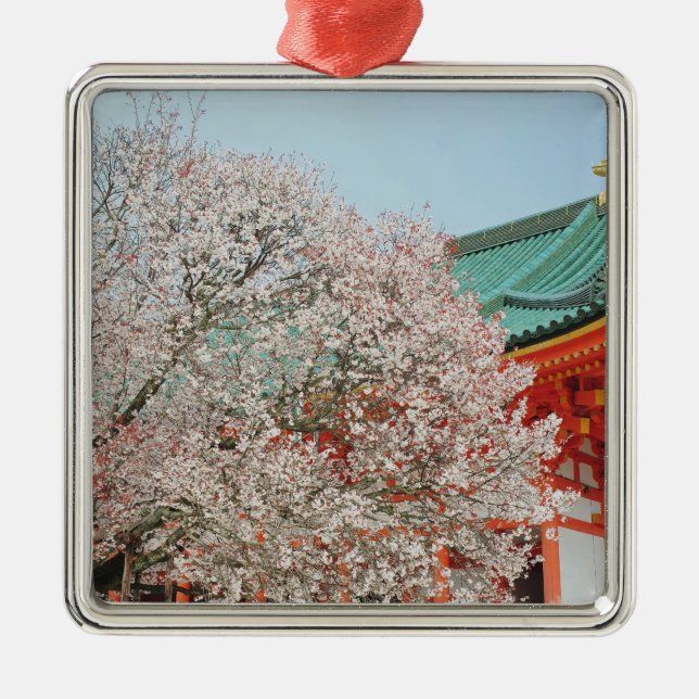 Japan, Kyoto. Cherry blossom of Shinto Metal Tree Decoration (Front)