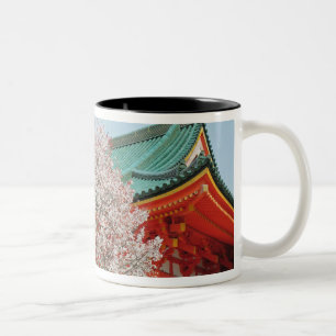 Japan, Kyoto. Cherry blossom of Shinto Two-Tone Coffee Mug