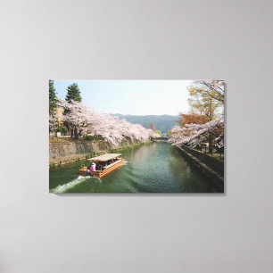 Japan, Kyoto. Flower viewing on the boat Canvas Print