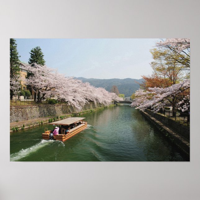 Japan, Kyoto. Flower viewing on the boat Poster (Front)