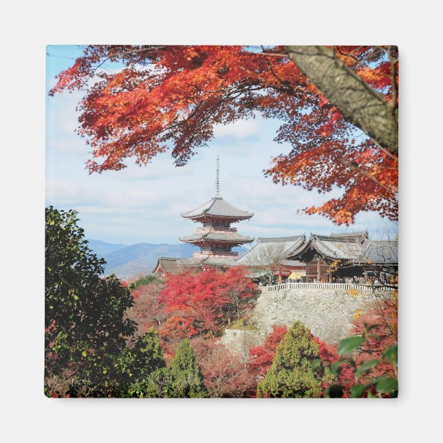 Japan, Kyoto. Kiyomizu temple in Autumn colour Magnet (Front)