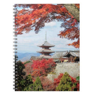 Japan, Kyoto. Kiyomizu temple in Autumn colour Notebook