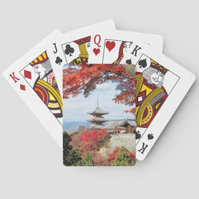 Japan, Kyoto. Kiyomizu temple in Autumn colour Playing Cards (Back)