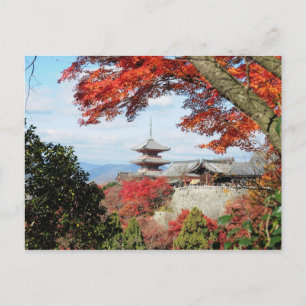 Japan, Kyoto. Kiyomizu temple in Autumn colour Postcard