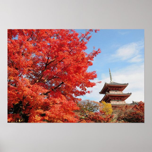 Japan, Kyoto. Kiyomizu temple in Autumn colour Poster (Front)
