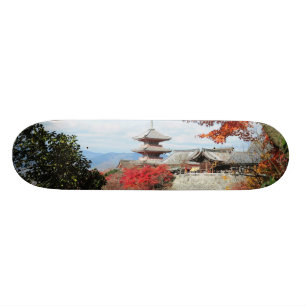 Japan, Kyoto. Kiyomizu temple in Autumn colour Skateboard