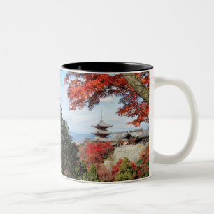 Japan, Kyoto. Kiyomizu temple in Autumn colour Two-Tone Coffee Mug